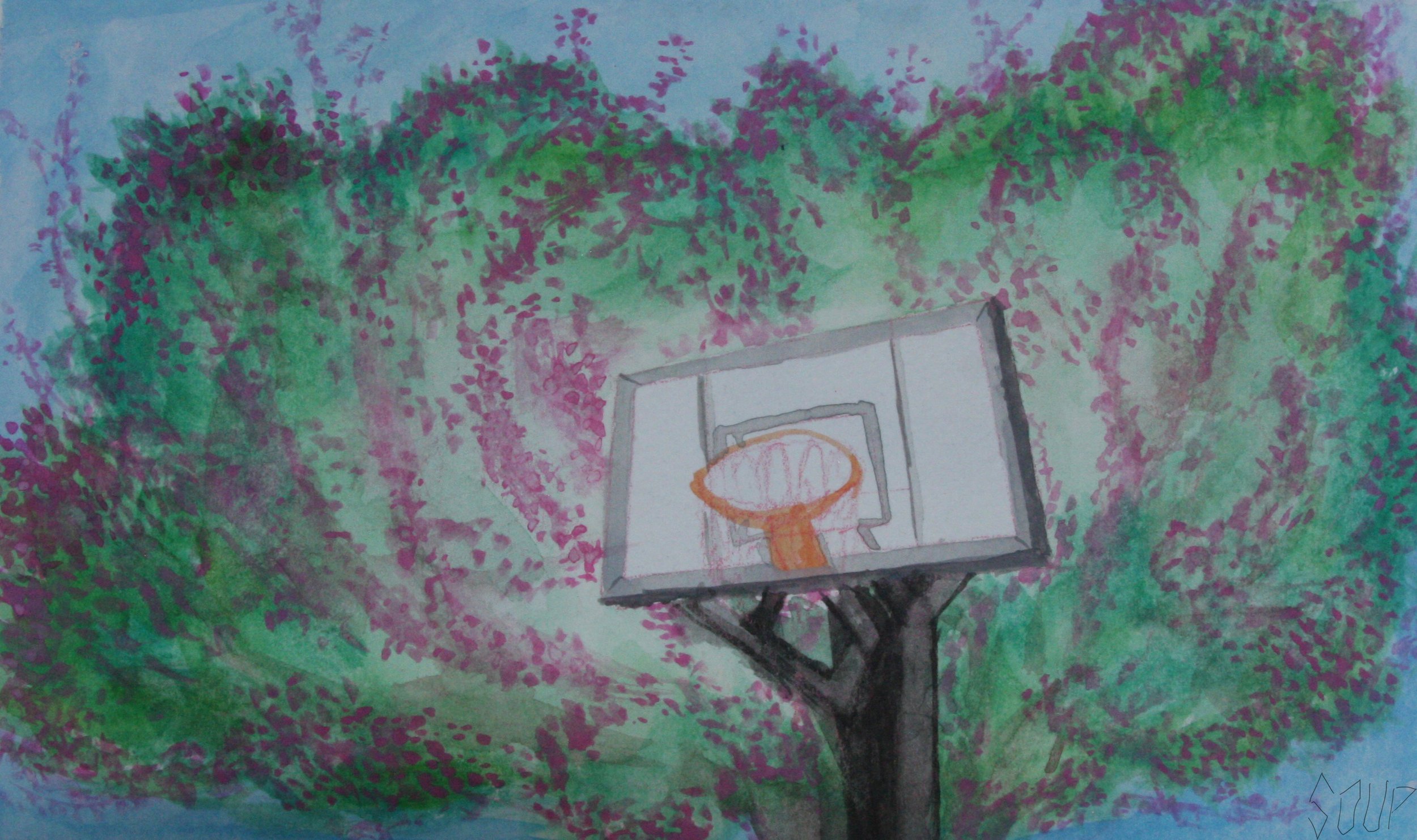 “cherry tree” 2020, gouache on watercolor paper, 7” x 4 1/4”
