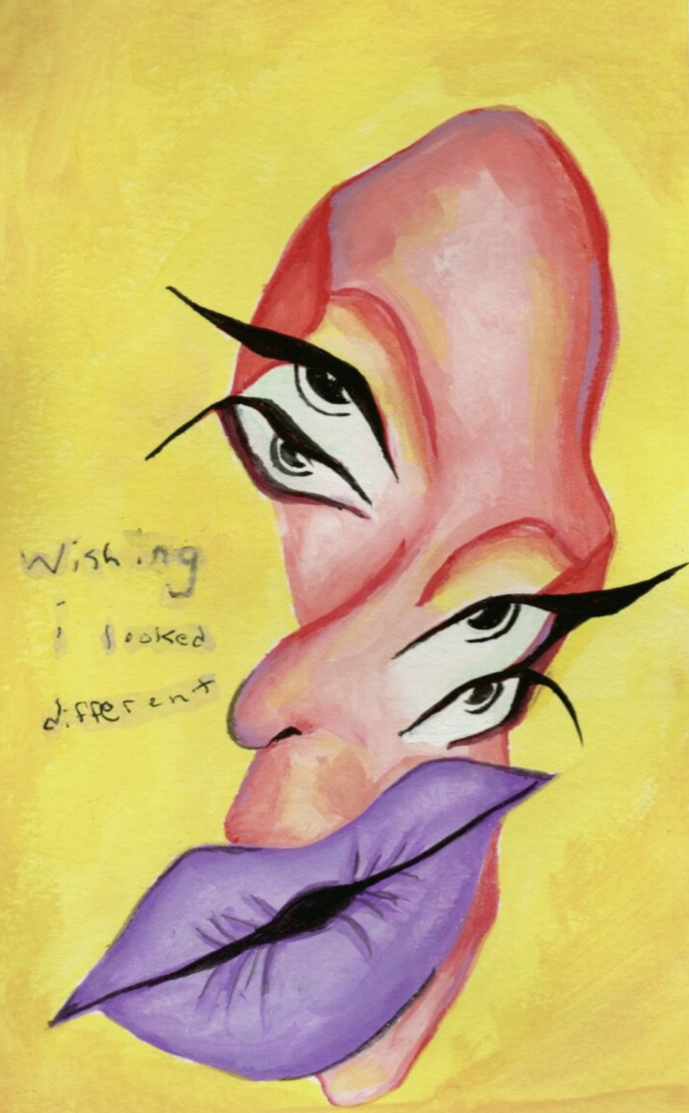 “different” 2020, gouache on watercolor paper, 9” x 6”