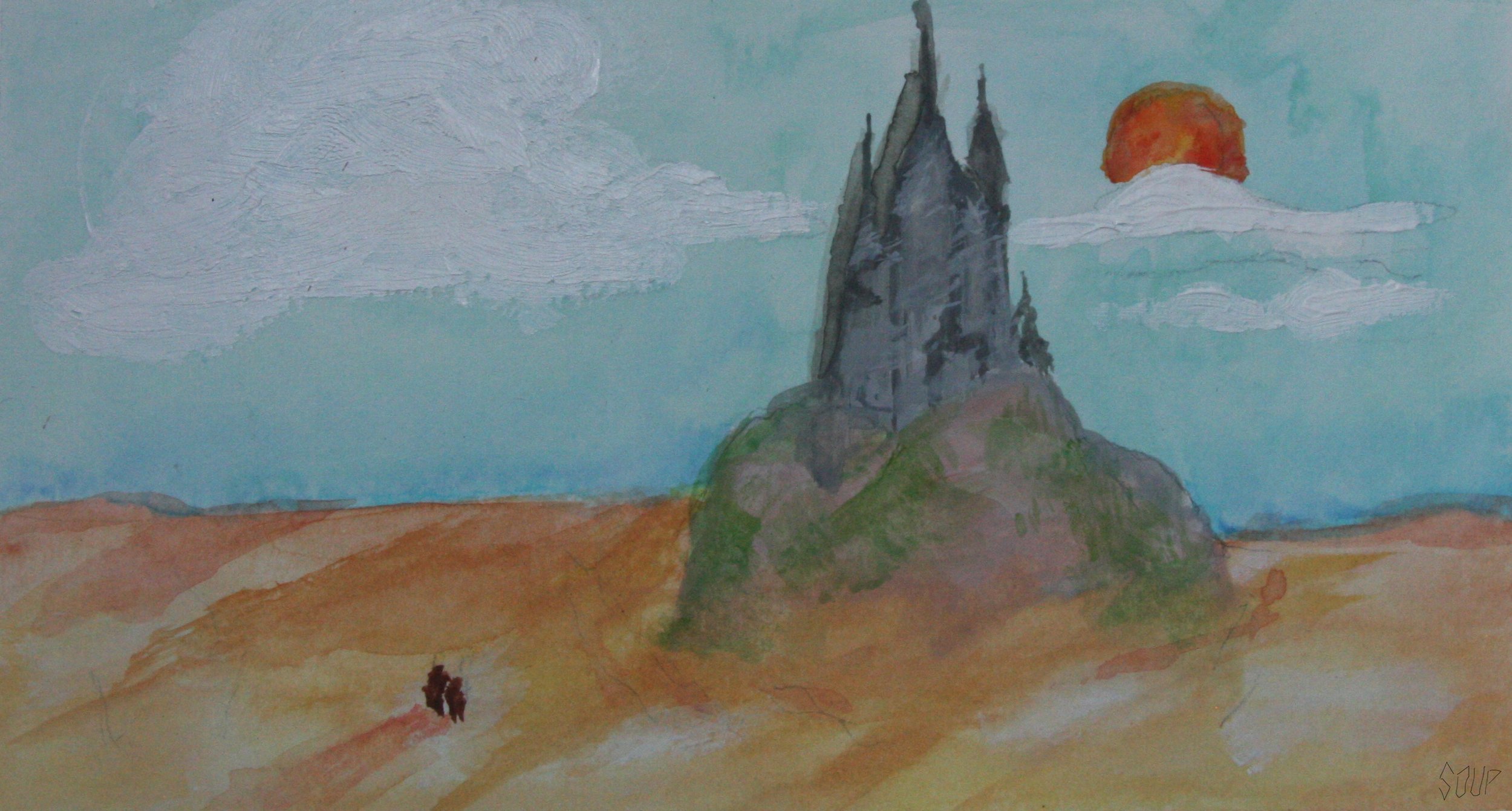 “caminar” 2020, gouache and acrylic on watercolor paper, 6” x 3 1/4”