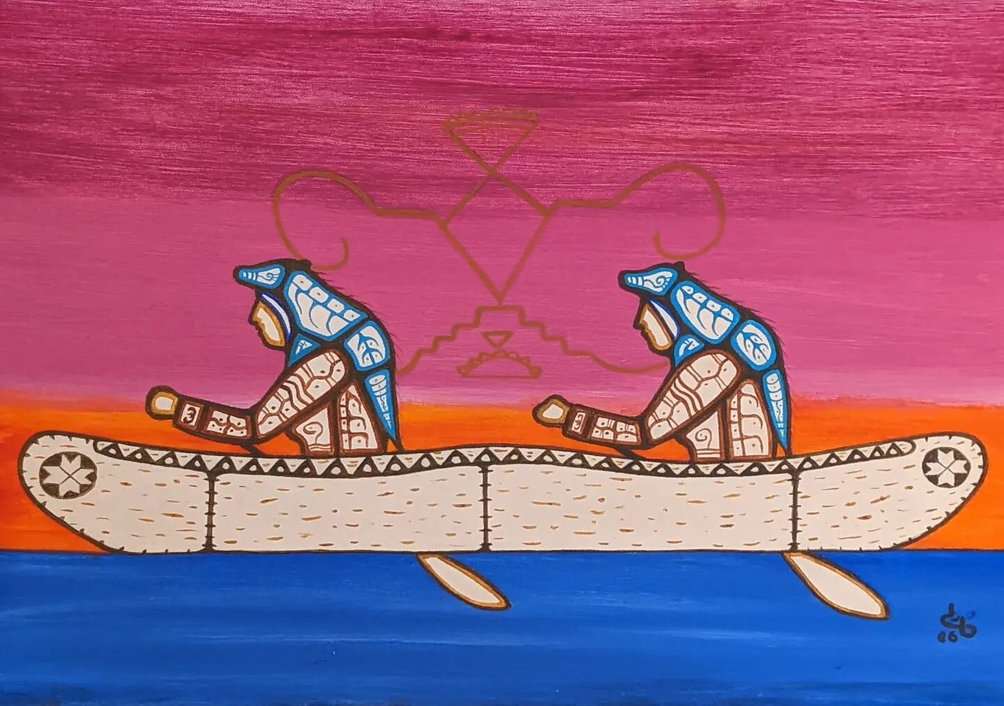 &quot;The Two Weasels: Mikmaq Legend&quot; by David Brooks. Acrylic on canvas, 18&quot;x 24&quot;. 2006.