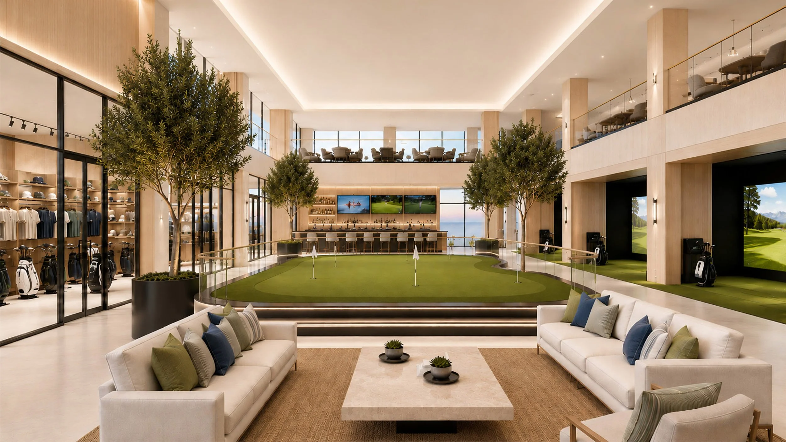 Golf center and sports simulators