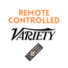 Logo featuring the words 'Remote Controlled Variety' with a TV remote icon below.