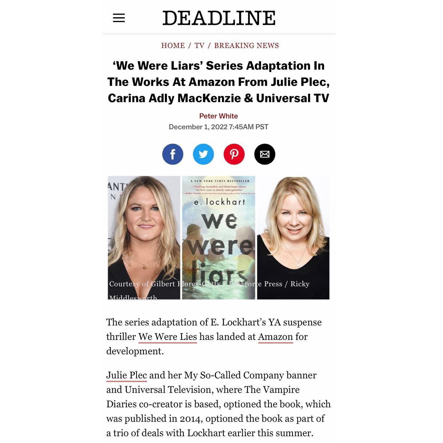 We&rsquo;re so excited to share this update about #WeWereLiars going to Amazon!