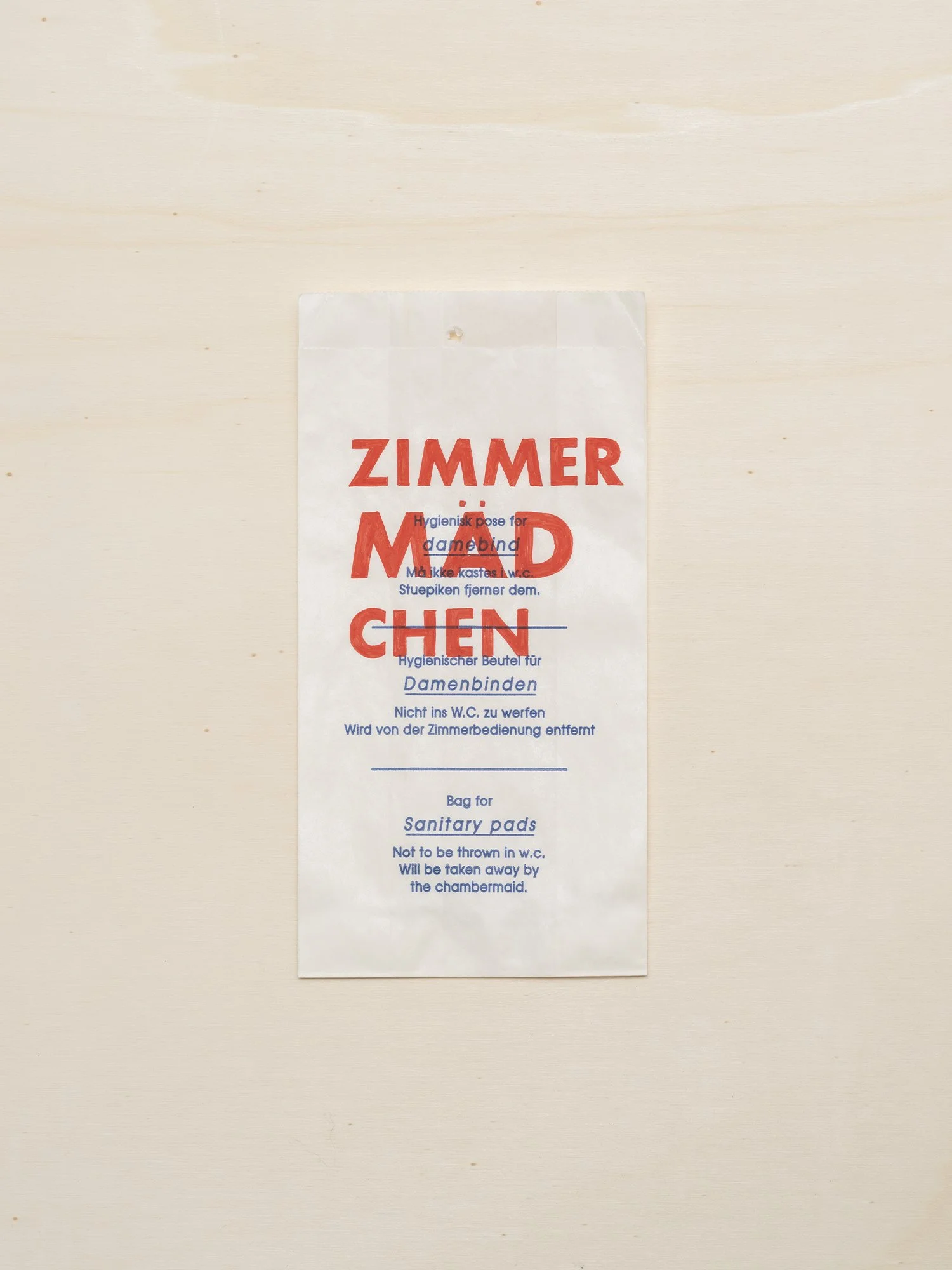 Acrylic paint marker on sanitary bag, 2022