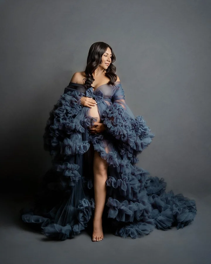 CLEO (Smoky Blue Gray Ruffle Robe)