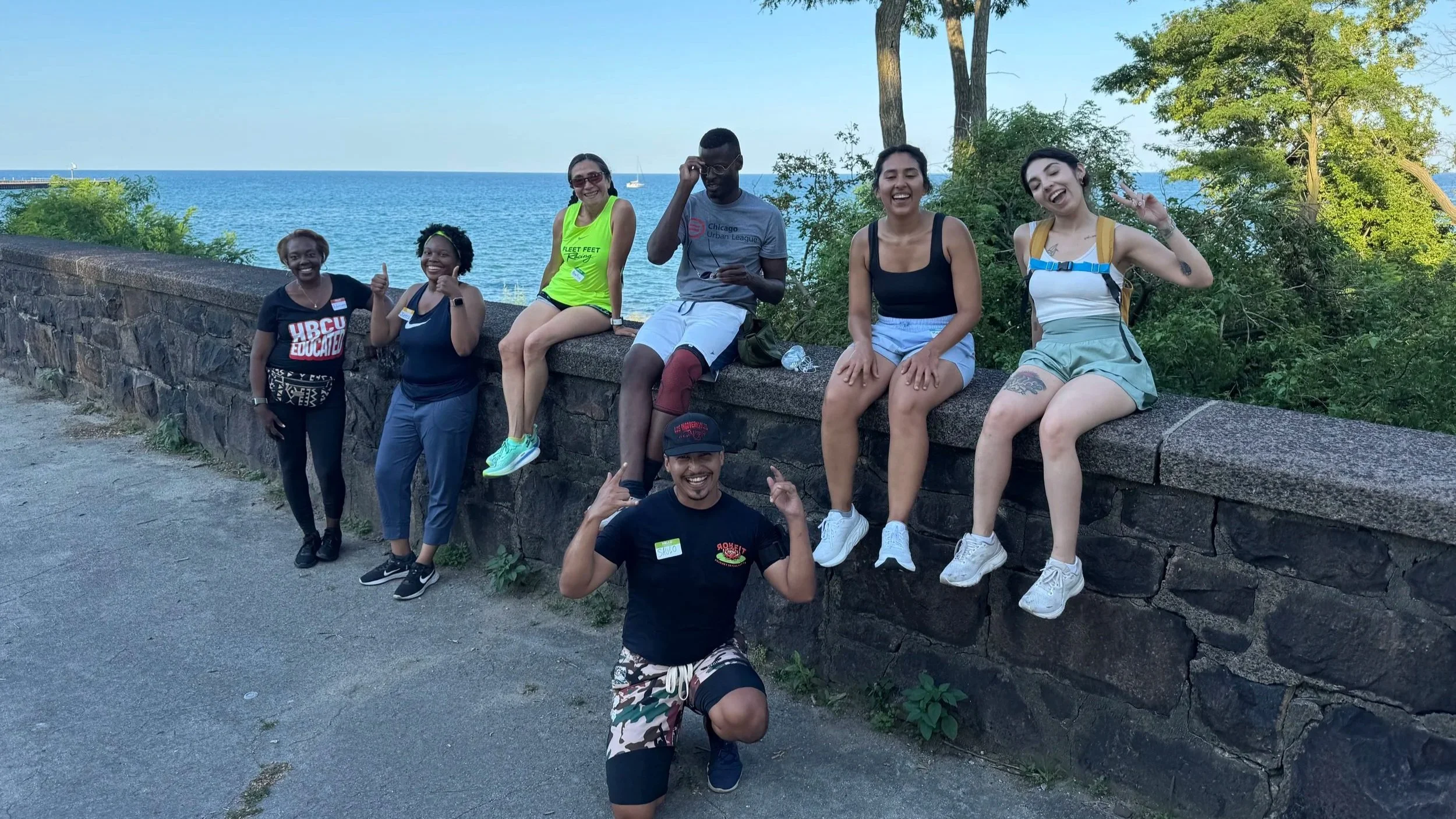 Runners in South Shore on a fun run with Read & Run Chicago