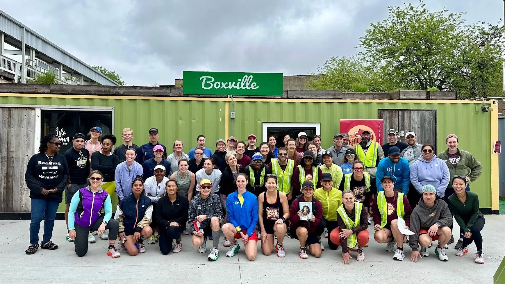 Readers & runners at Boxville at the original Becoming Book Club Run