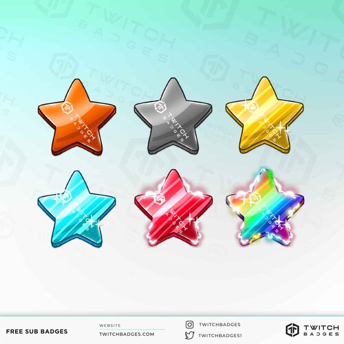 Heart Sub Badges - 6 x Shiny Twitch Sub Badges with Photoshop Files