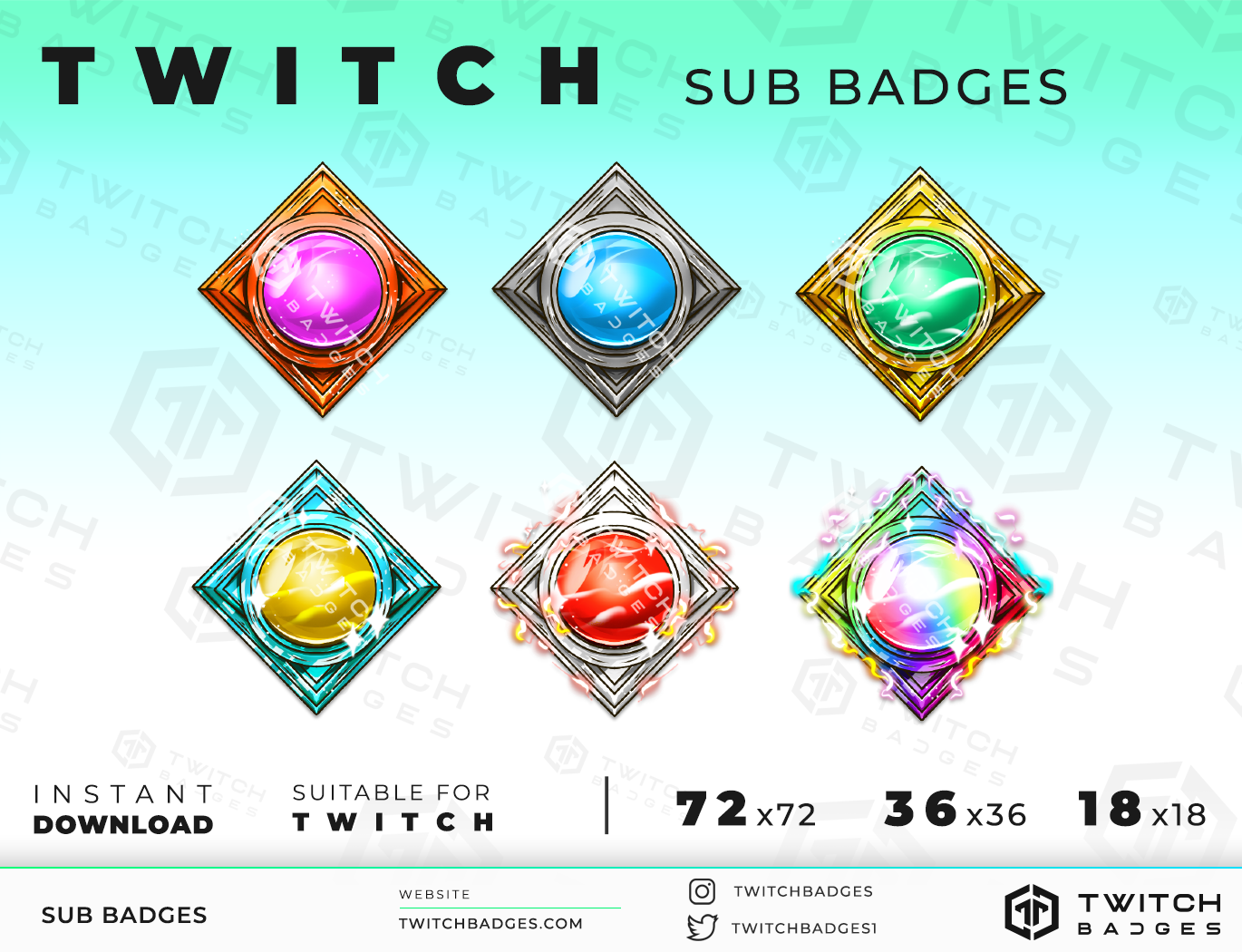 Gem stones Twitch sub badges