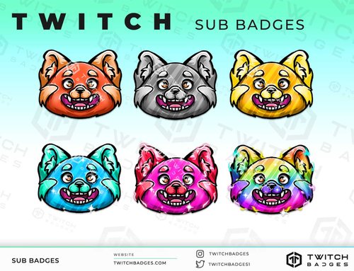 Paw Sub Badges - 6 x Shiny Twitch Sub Badges with Photoshop Files