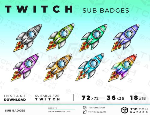 Paw Sub Badges - 6 x Shiny Twitch Sub Badges with Photoshop Files