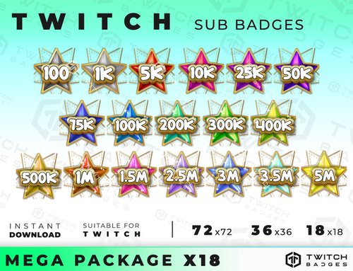 Magical Girl Sub Badges Blue | Premade Twitch Sub Badges | Twitch Bit  Badges | Discord Roles | Channel Points Icons