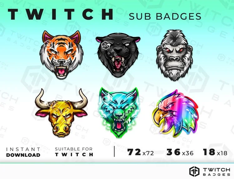 Animal Pack Twitch sub badges