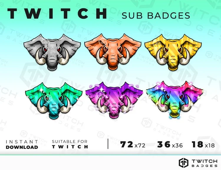 Elephant Twitch sub badges