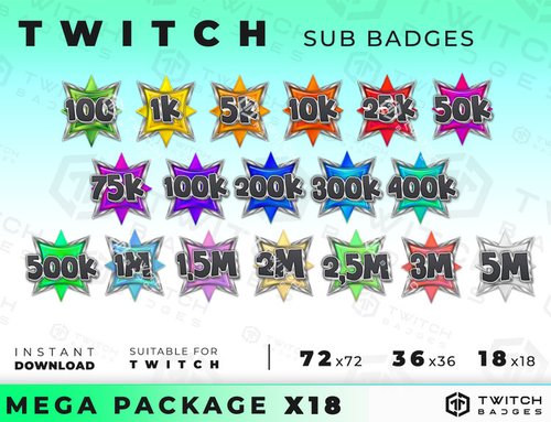 28 Twitch Bit Badges Numbers, Twitch Sub Badges, Twitch Bit Emotes, Bit  Badges With Numbers, Streaming Badges, Cheer Badges