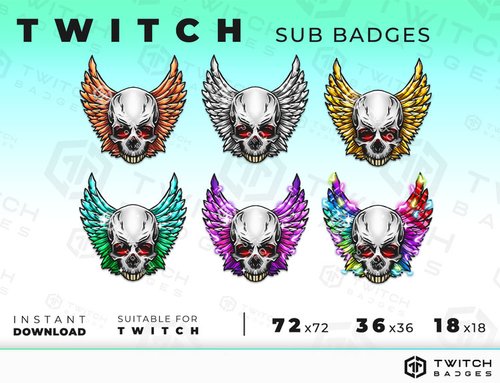 Paw Sub Badges - 6 x Shiny Twitch Sub Badges with Photoshop Files
