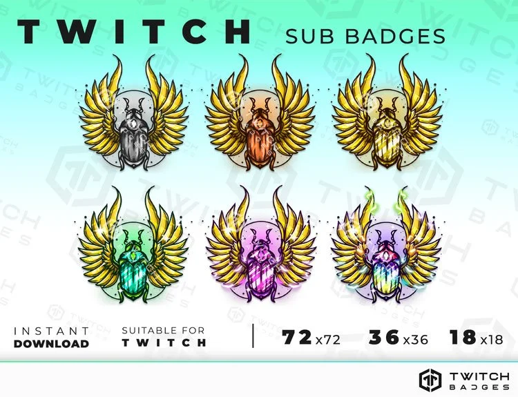 Egyptian beetle Twitch sub badges