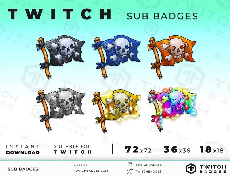 Pirate flag Twitch sub badges