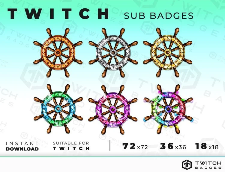 Pirate wheel Twitch sub badges