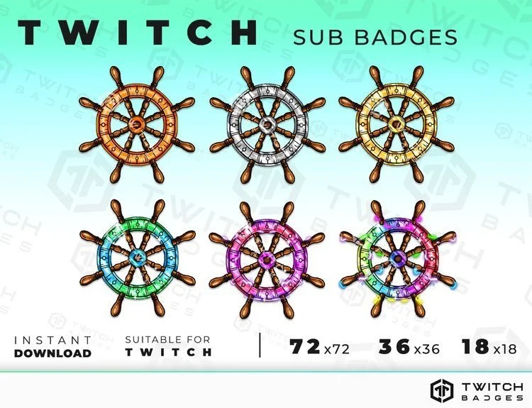 Pirate wheel Twitch sub badges