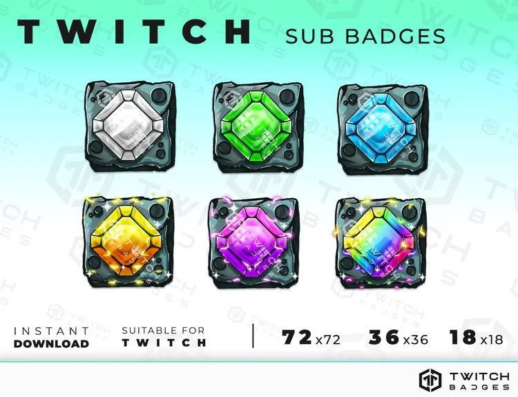 Diamond in a rock Twitch sub badges