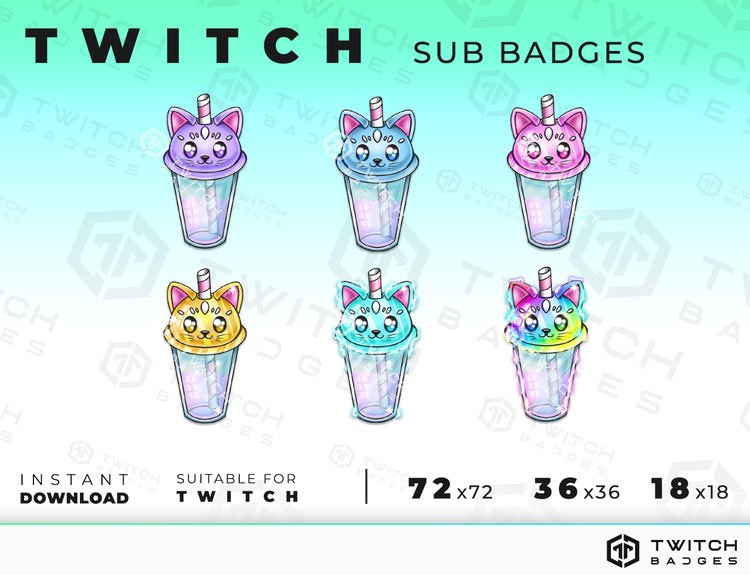 Crystal Cat Sub Badges | Twitch Sub Badges