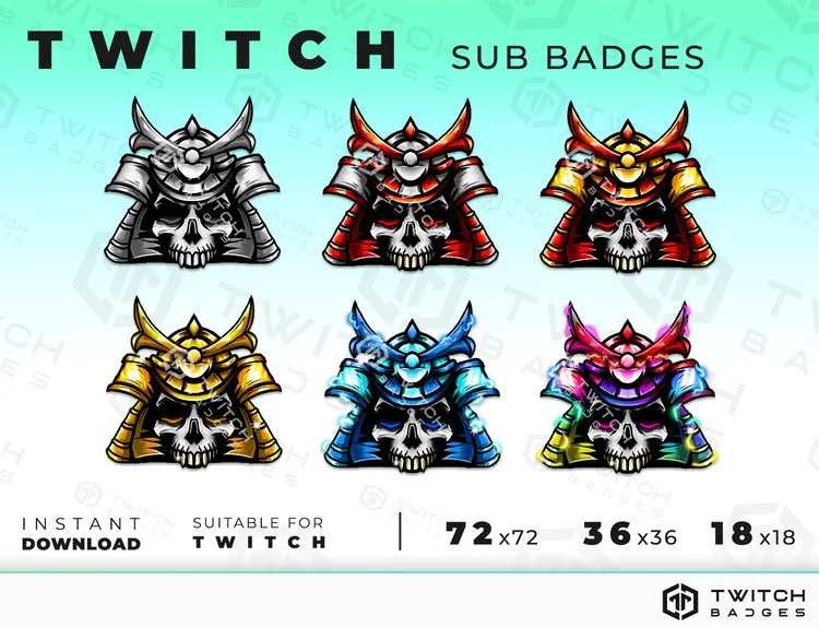 Samurai Skull Twitch sub badges