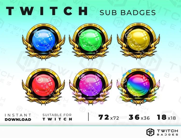 Charmed gemstones Twitch sub badges