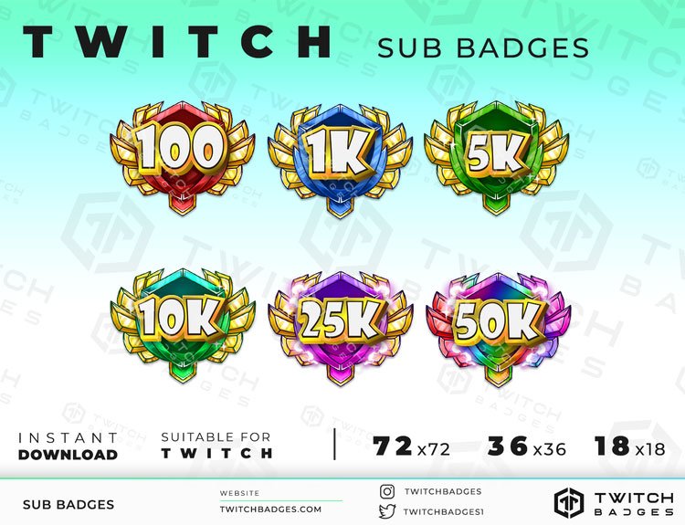 Twitch Sub Badges / Cheer Bit Badges Minecraft (Download Now) 