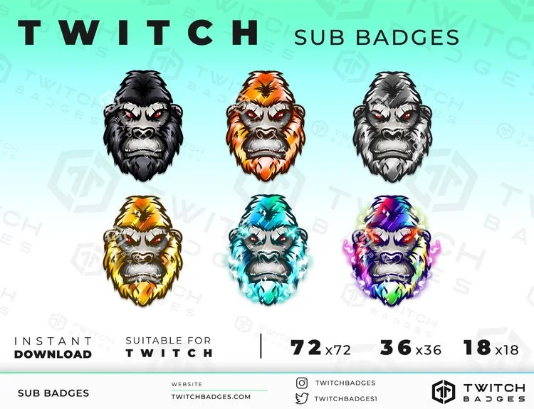 Gorilla Twitch sub badges