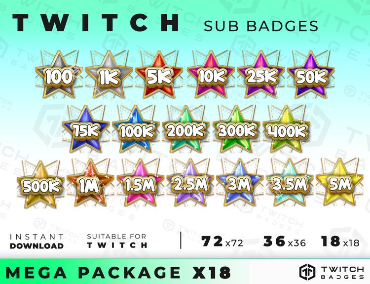 Stars Twitch Badges - Gaming Visuals