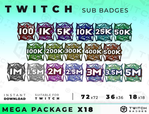 12x Twitch Bit Badges, Streaming Cheer Badges, Bit Badges for Streamers,  Bit Tier Badges