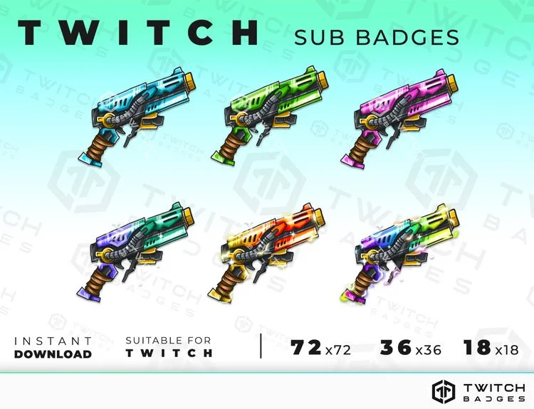 Space gun Twitch sub badges
