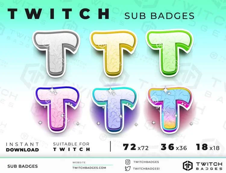 Chibi Letter T Twitch sub badges