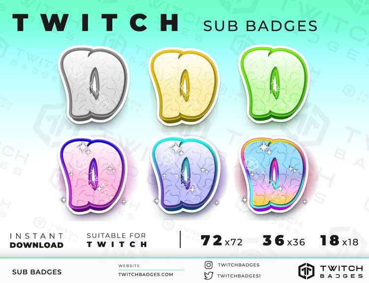 Chibi Letter D Twitch sub badges
