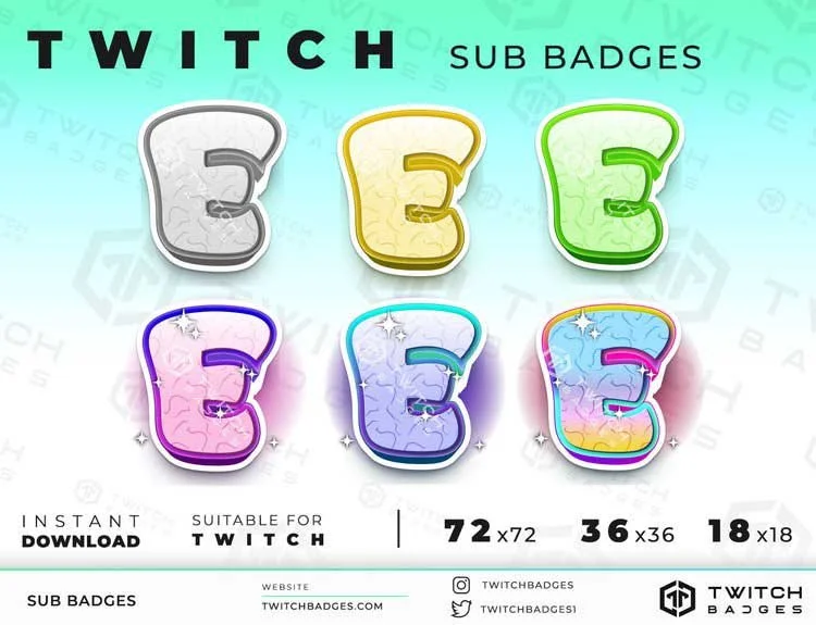 Chibi Letter E Twitch sub badges
