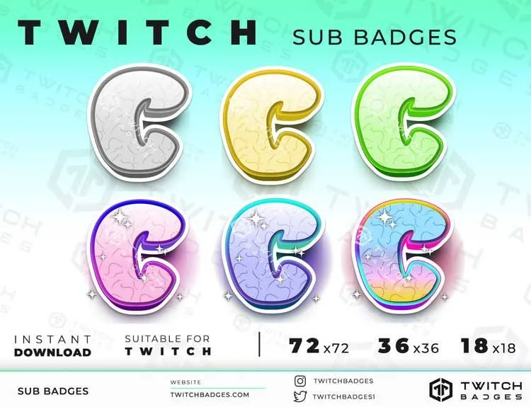 Chibi Letter C Twitch sub badges