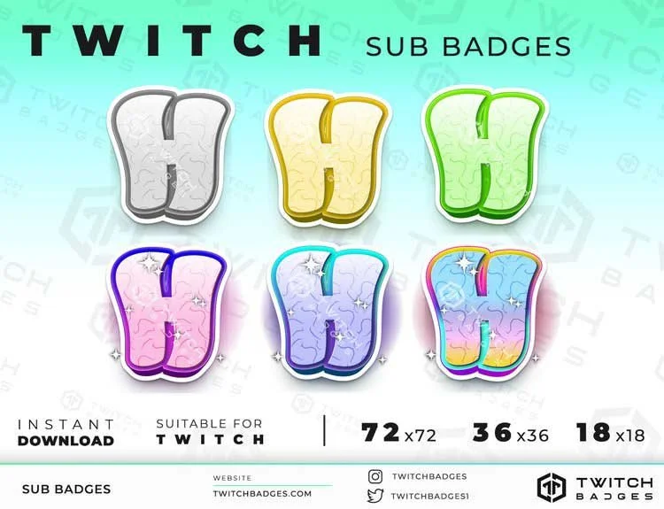 Chibi Letter H Twitch sub badges