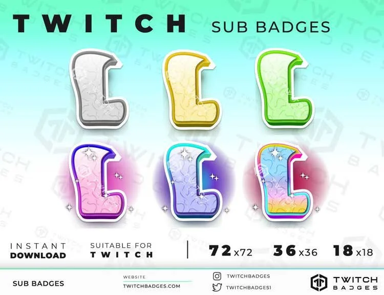 Chibi Letter L Twitch sub badges