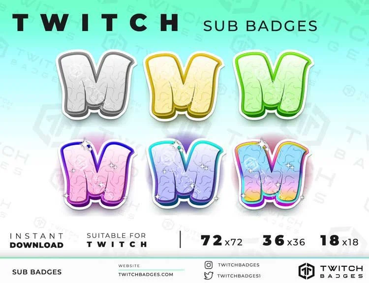 Chibi Letter M Twitch sub badges