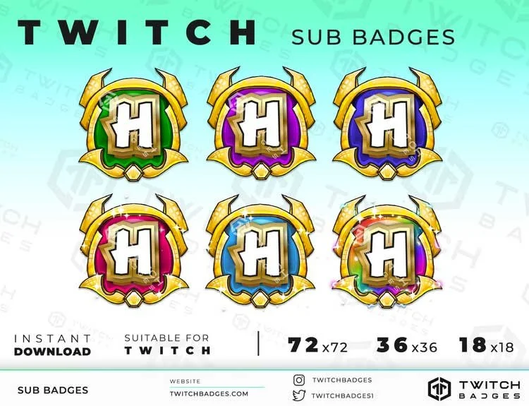 Royal Letter H Twitch Sub Badges