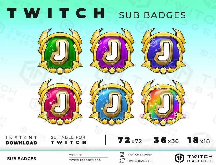 Royal Letter J Twitch Sub Badges