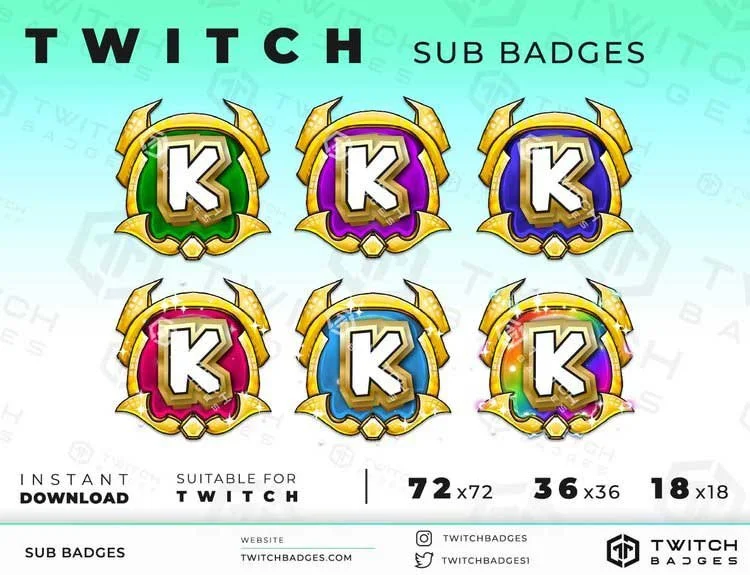 Royal Letter K Twitch Sub Badges