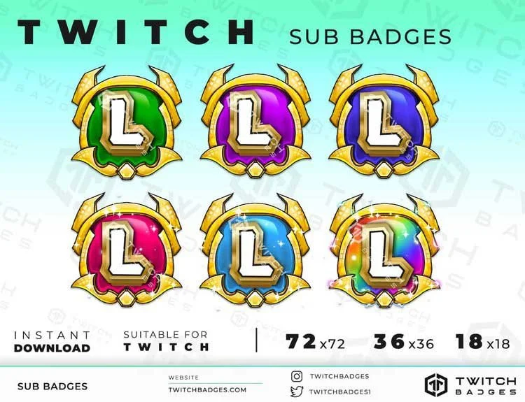 Royal Letter L Twitch Sub Badges