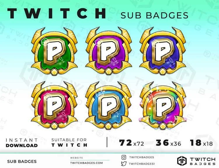 Royal Letter P Twitch Sub Badges