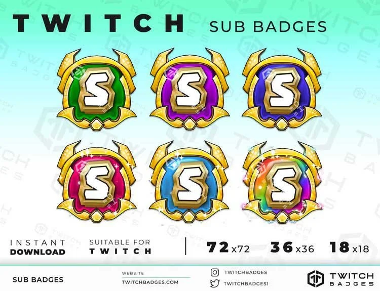 Royal Letter S Twitch Sub Badges