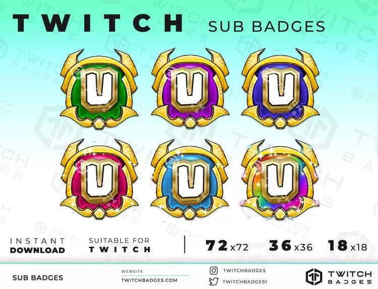 Royal Letter U Twitch Sub Badges