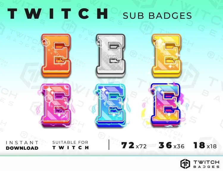 Letter E Twitch sub badges