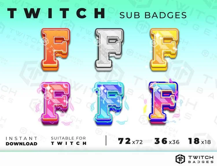Letter F Twitch sub badges