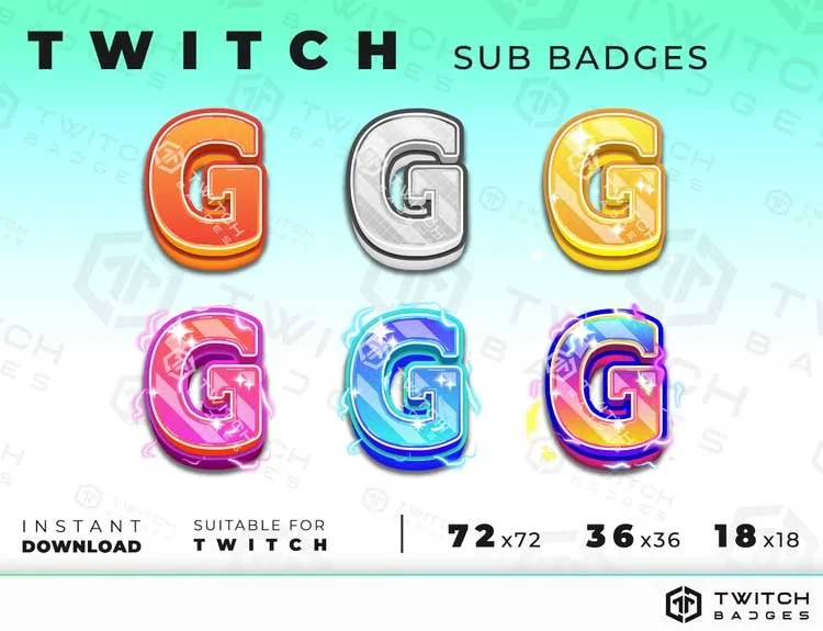 Letter G Twitch sub badges
